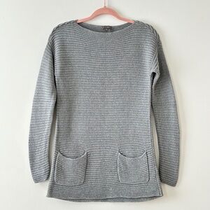 Vince Camuto 100% Cotton Gray Ribbed Sweater